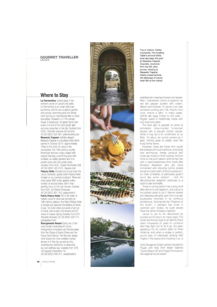 Masseria Trapana, Food and Travel Magazine, July 2016-10